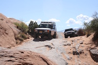 Land Rovers on trail